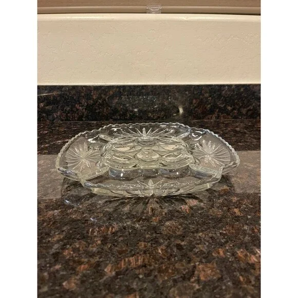 Vintage Anchor Hocking Deviled Egg & Relish Platter - Picture 3 of 7